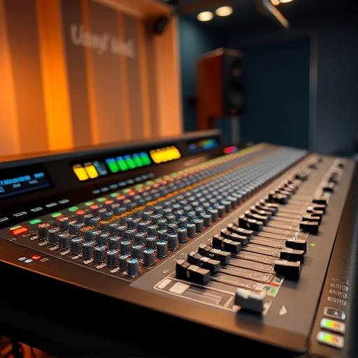 Mesa de mixagem profissional em est√ºdio
