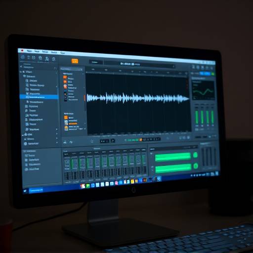 Tela de computador exibindo um software de restaura√§√£o de √°udio em uso.